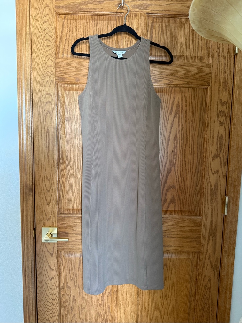 Athleta Neutral Taupe Sleeveless Midi Shift Dress